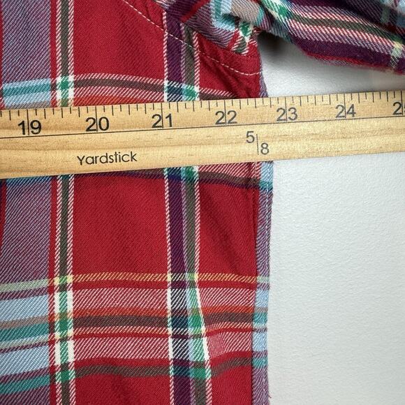 Ralph Lauren Button Up Shirt Women Large Red Multi Plaid Flannel Western Casual - Picture 7 of 8